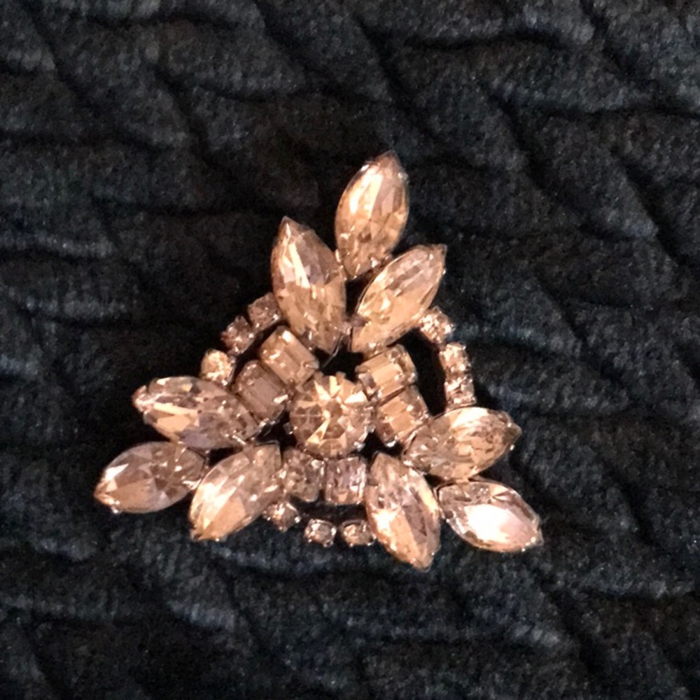 Vintage Rhinestone Triangular Brooch - image 1